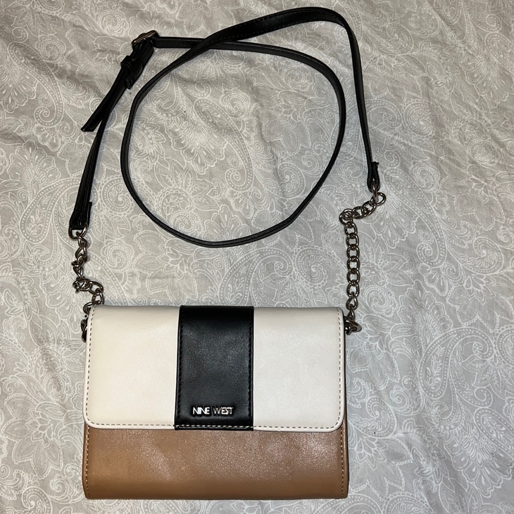 NINE WEST Crossbody Clutch Purse Colorblock Ivory